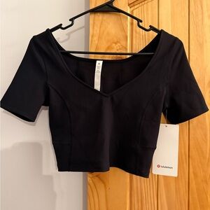 lululemon athletica Black Cropped Blouse